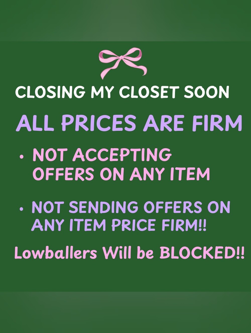 PRICES ARE FIRM & FINAL!!! CLOSING MY CLOSET